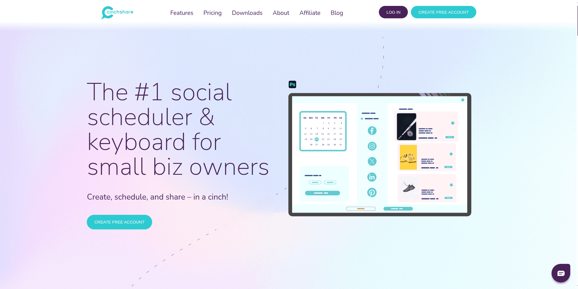 CinchShare homepage preview