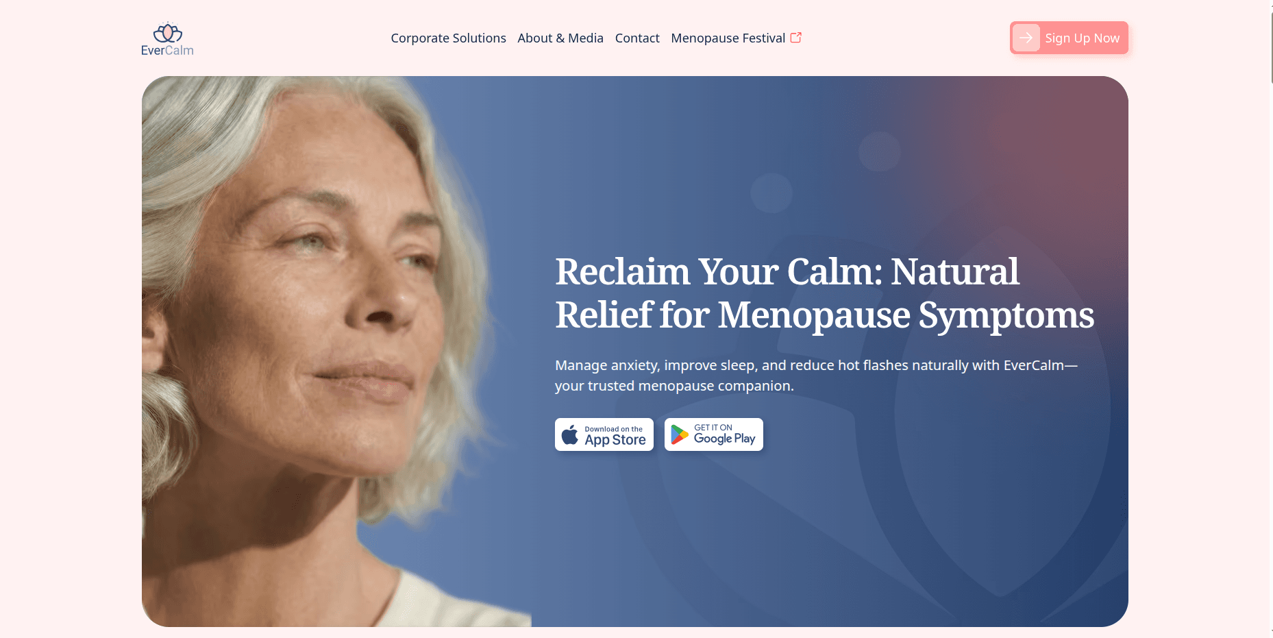 EverCalm Menopause homepage preview