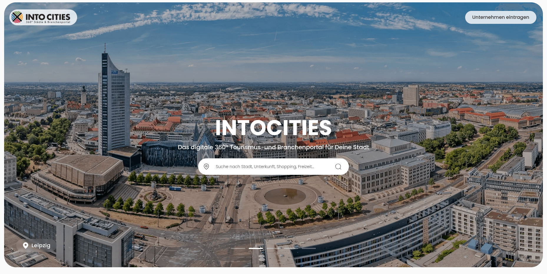 IntoCities homepage preview