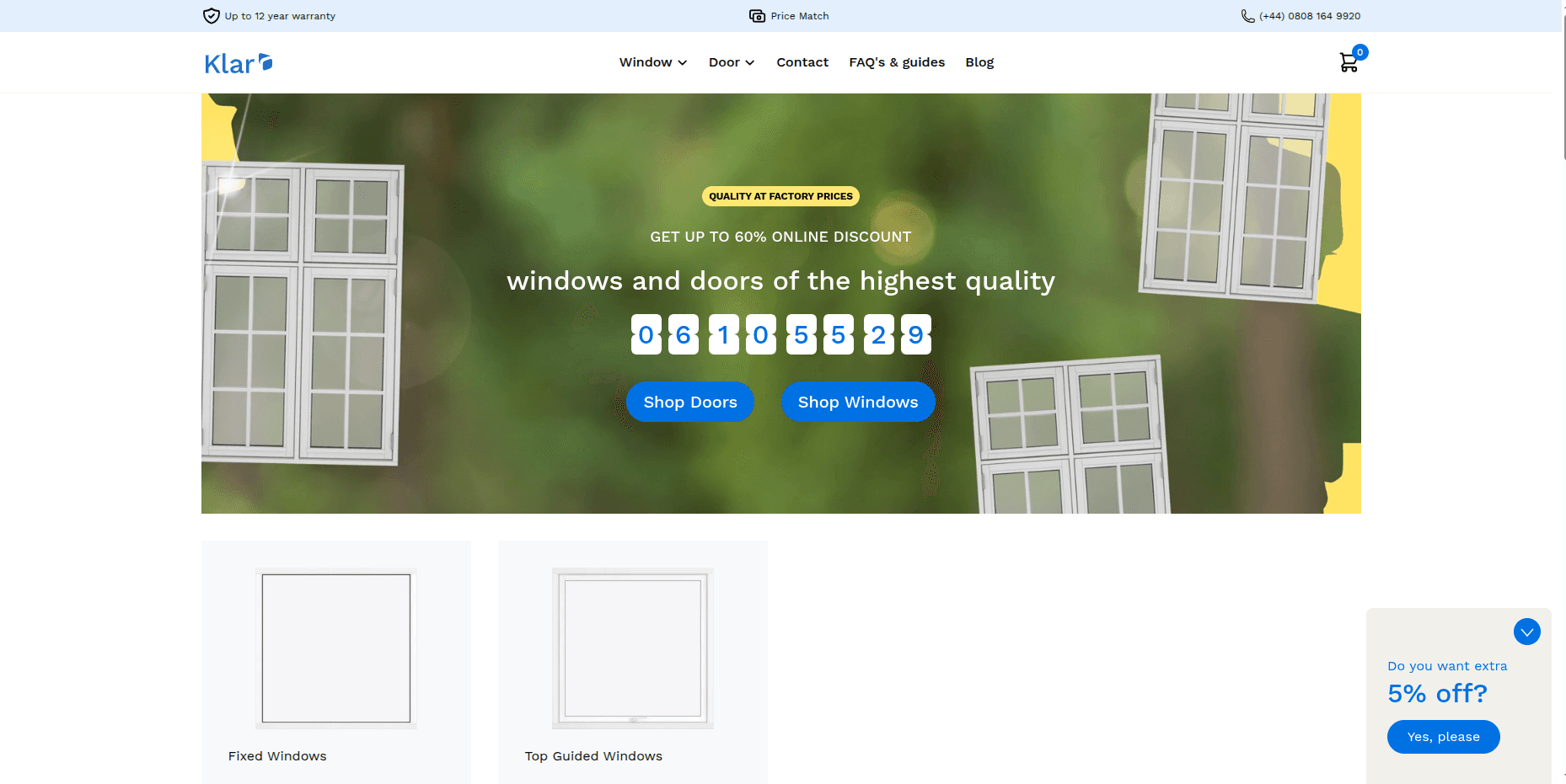 Klar homepage preview