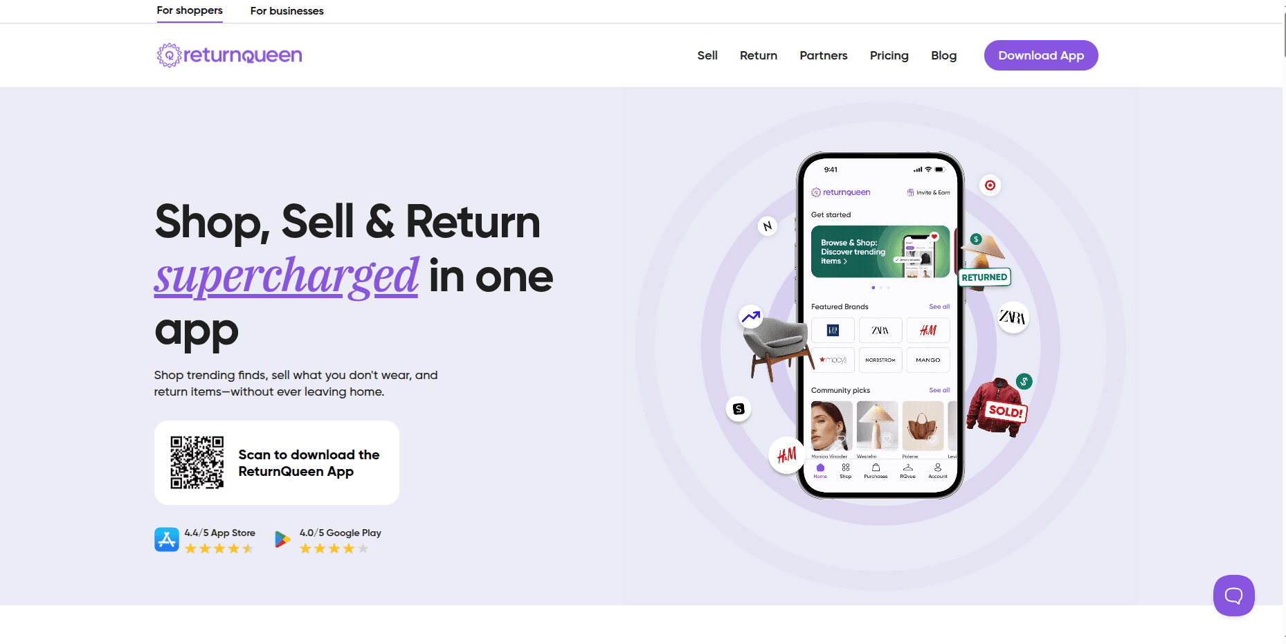 ReturnQueen homepage preview